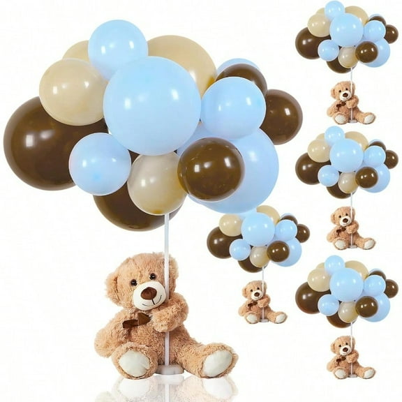 185 Pcs Bear Baby Shower Party Decorations Table Centerpieces 5 Pcs 13. 5'' Gender Reveal Bears 180 Balloons Kit Baby Shower Table Decor For Birthday Wedding Brown Nude Blue