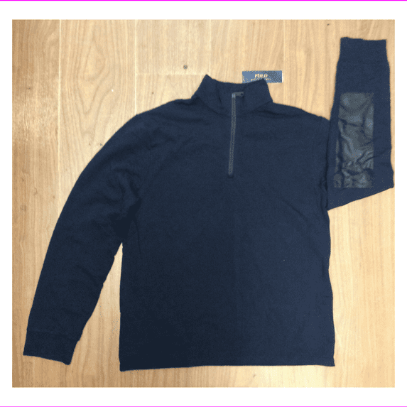 $185 Polo Ralph Lauren Men's French Terry Mockneck Pullover, Navy, XL.