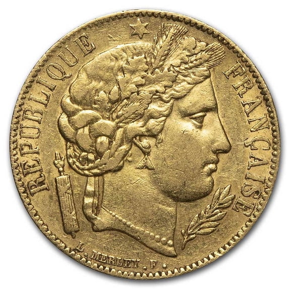 1850-A France Gold 20 Francs Early Head Ceres AU