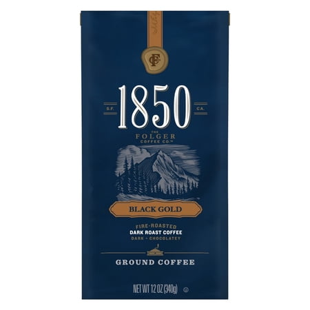 1850 Black Gold Ground Coffee, Dark Roast, 12 Oz. (Pack of 18)