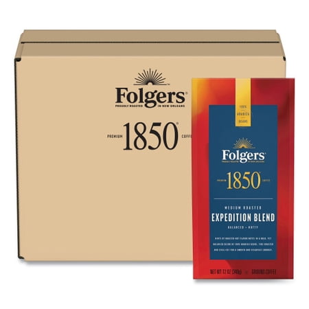 1850 Coffee, Expedition Blend, Medium Roast, Ground, 12 oz Bag, 6/Carton, Each