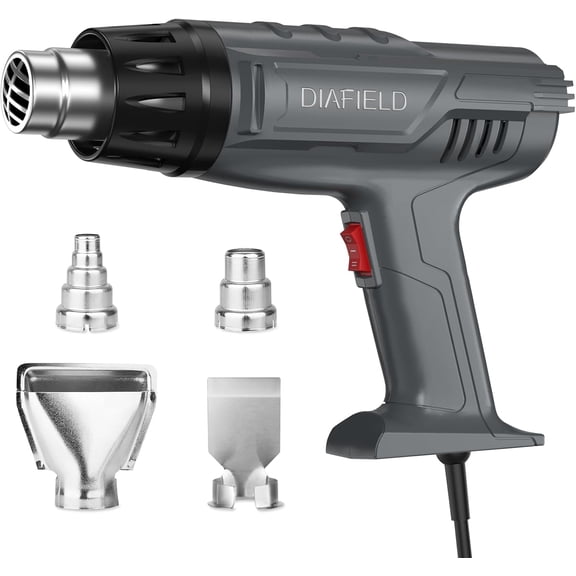 1850W Heat Gun, Dual Temperature Settings, Fast Hot Air Durable& Overload Protection, with 4 Nozzles for Shrink Wrap, Vinyl, Crafts, Epoxy Resin