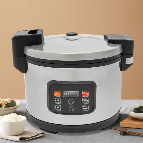 1850W Kitchen Commercial Rice Cooker 60-Cup Non-Stick Pot ,410 Stainless Steel,13L 30min-24H Preset Time for Cook Rice, Porridge, Soup, Stew
