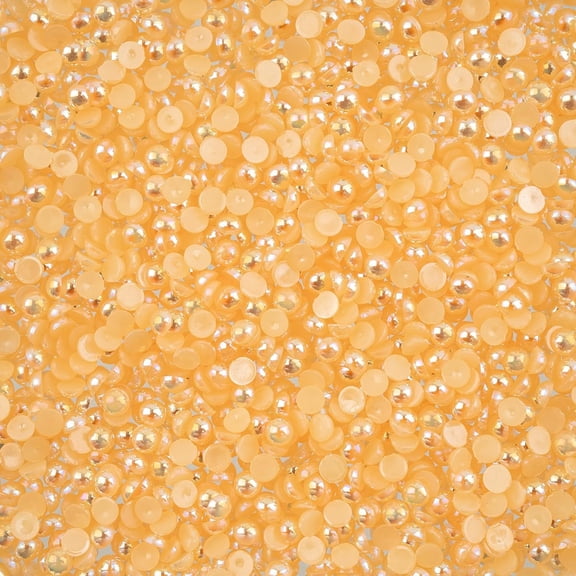 1850pcs Crystal Lane DIY 3mm Orange AB Plastic Half Pearls Flatback Rhinestones Jewels for DIY Crafting Embellishments Gems