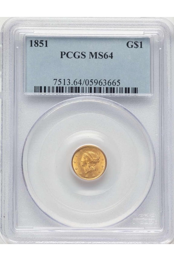 1851 G$1 Gold Dollar Coin PCGS MS64 - HAT785987002