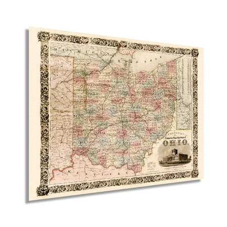 1851 State of Ohio Map - Ohio State Vintage Map - Township Map of the State of Ohio Wall Art - Ohio State Print - Ohio Wall Map Poster - Ohio Map Art - Ohio Decor