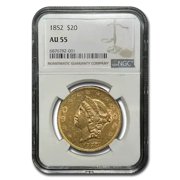 1852 $20 Liberty Gold Double Eagle AU-55 NGC