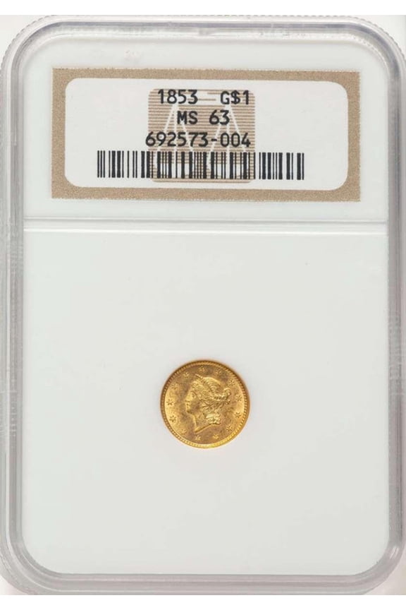 1853 G$1 Gold Dollar Coin NGC MS63 - HAT785987001