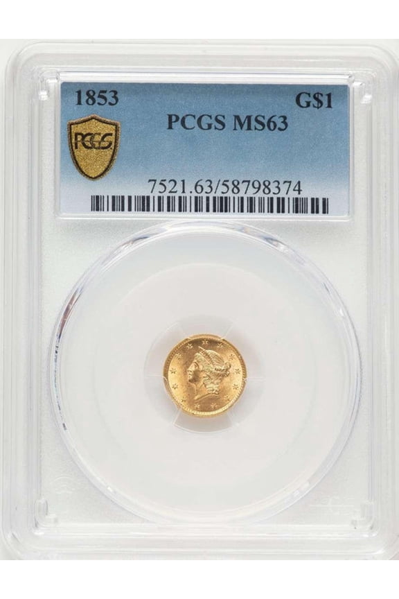 1853 G$1 Gold Dollar Coin PCGS MS63 - HAT785856005