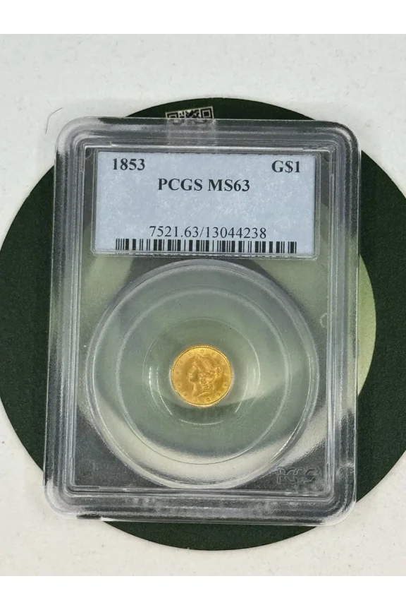 1853 G$1 Gold Dollar PCGS MS63