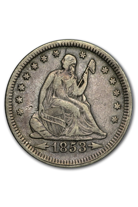 1853 Liberty Seated Quarter w/Arrows & Rays VF