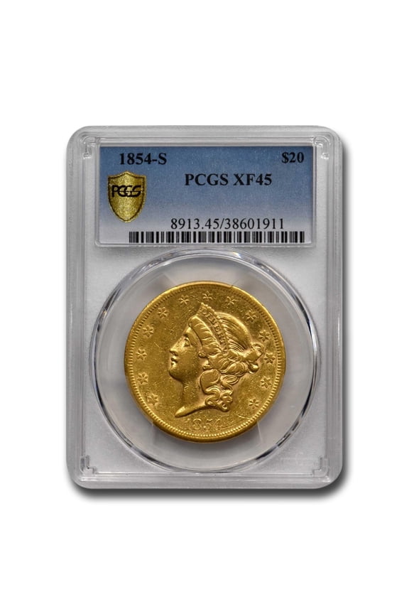 1854-S $20 Liberty Gold Double Eagle XF-45 PCGS