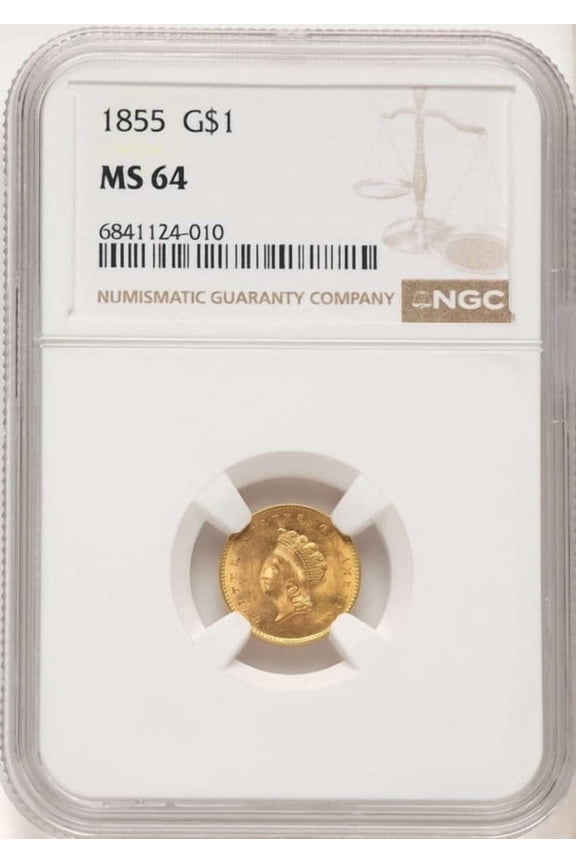 1855 G$1 Gold Dollar Coin NGC MS64   Type Two - HAT780269012