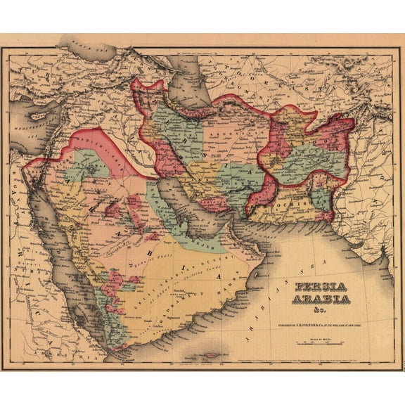1855 Map Clearly Shows The Political And Cultural Geography Of The Middle East. The Ottoman And Persian Empires Boundary Lies To The East Of Mesopotamia History (36 x 24)