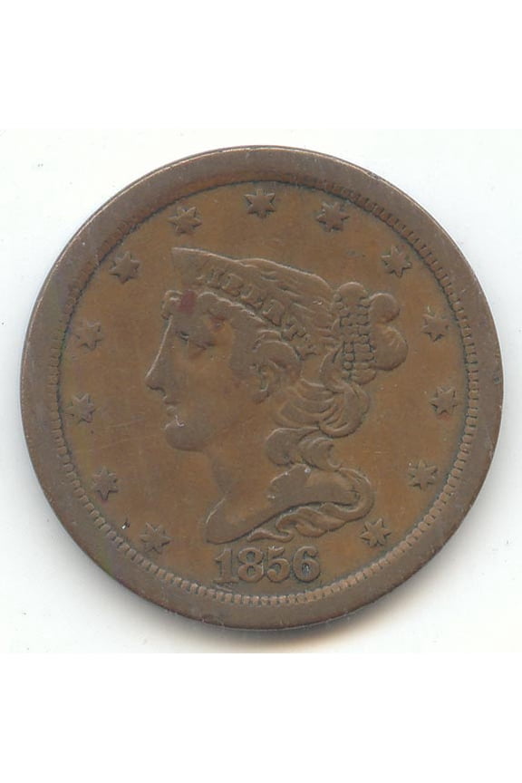 1856 Braided Hair Half Cent, Fine