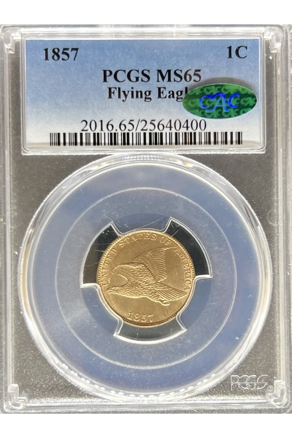 1857 Flying Eagle Cent MS65 PCGS CAC (PA25640400)