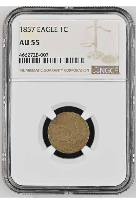 1857 Small Cents Flying Eagle NGC AU-55
