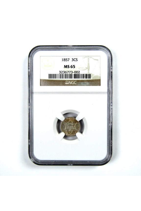 1857 Three Cent Piece MS 65 NGC Silver Trime 3c Unc SKU:I13706