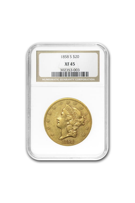 1858-S $20 Liberty Gold Double Eagle XF-45 NGC