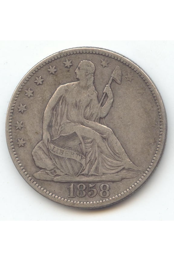 1858 Seated Liberty Half Dollar, Original VF