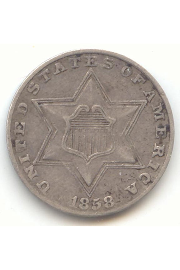1858 Three Cent Silver, 3c, Sharp and Original XF
