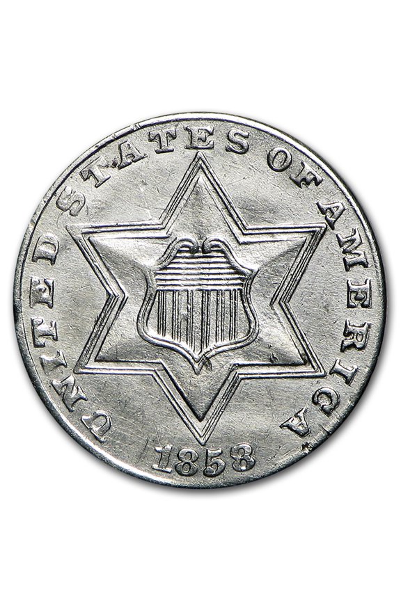 1858 Three Cent Silver AU