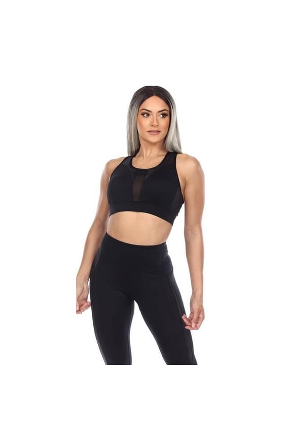 18580-01-XL Women Racer Back Sports Bra, Black - Extra Large
