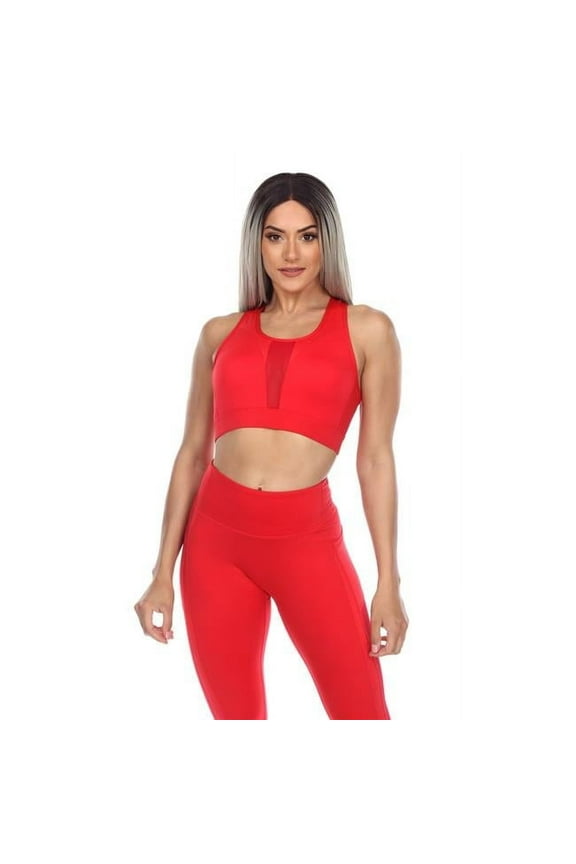 18580-03-XL Women Racer Back Sports Bra, Red - Extra Large