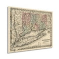 thumbnail image 1 of 1859 Connecticut State Map with Portions of NY & Rhode Island - Vintage Map of CT Wall Art Poster, 1 of 8