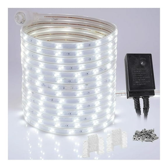 1860LEDs, 100ft Cool White 16-Mode Flat LED Outside Strip Lights SMD 2835 Waterproof Permanent Heavy Duty Outdoor Exterior Accent Lighting, ETL Certified, Connectable Flexible Clear PVC Shell