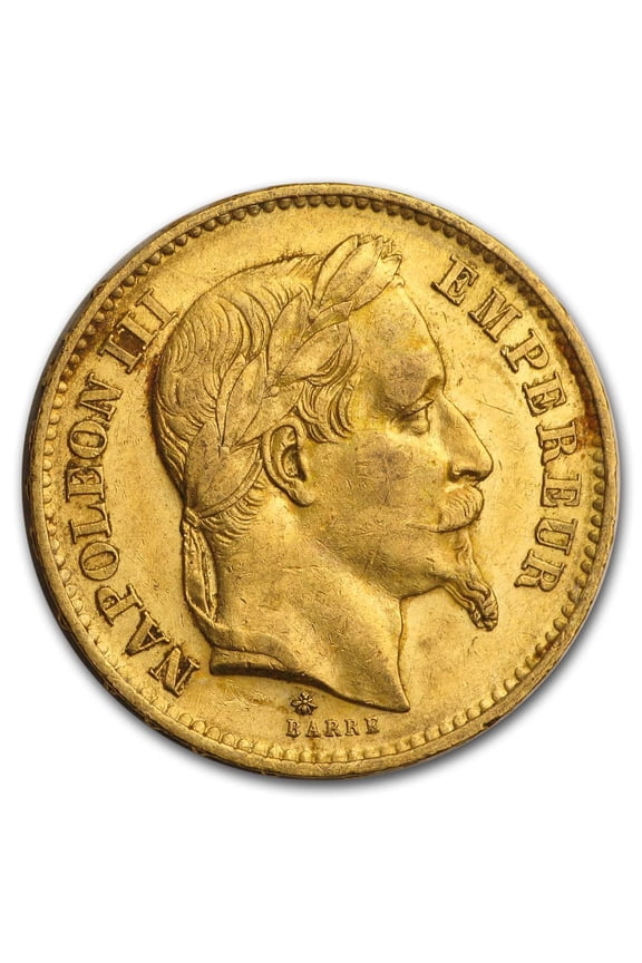 1861-1870 France Gold 20 Francs Napoleon III Laureate XF