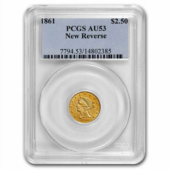 1861 $2.50 Liberty Gold Quarter Eagle Type 2 AU-53 PCGS