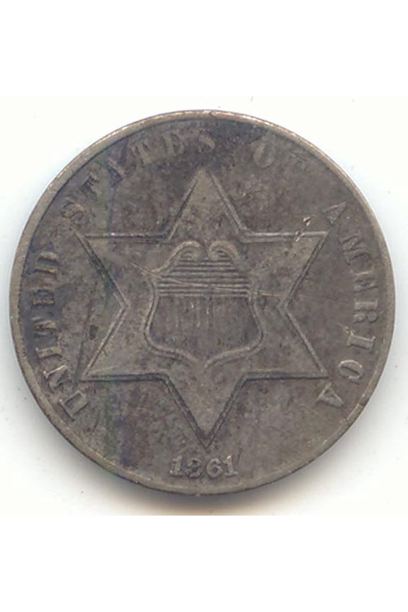 1861 3c Silver, Three Cents, XF Details