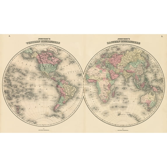 1861 Johnson's Western Hemisphere / Eastern Hemisphere