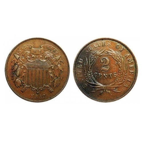 1864-1873 Two Cent Piece Coin - Only One of Its Kind