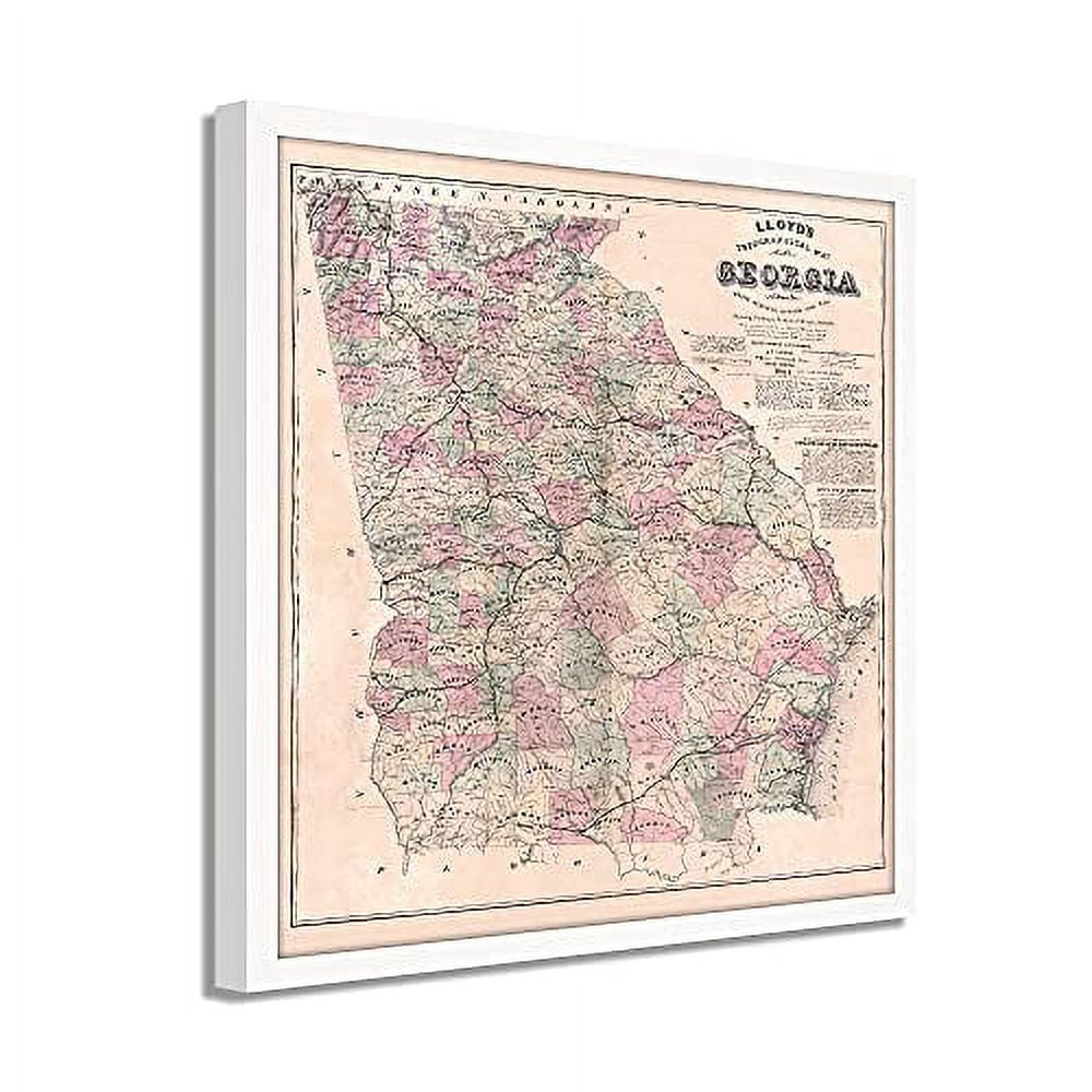 Georgia Map Framed Vintage Map Of Georgia Old Georgia State