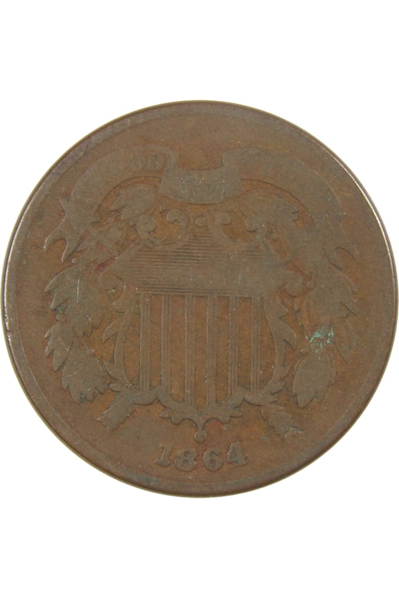 1864 Large Motto Two Cent Piece G Good 2c Coin