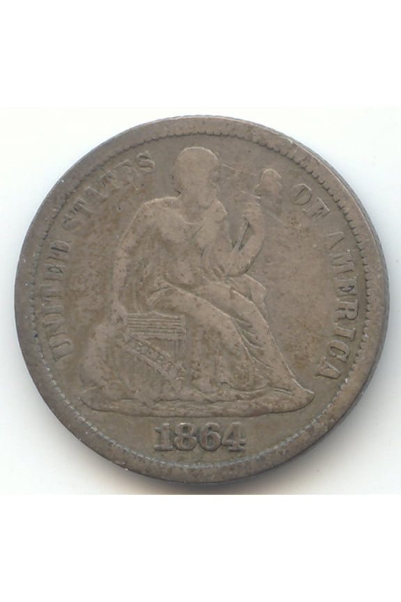 1864-S Seated Liberty Dime, Scarce S Mint, VF