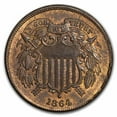 thumbnail image 1 of 1864 Two Cent Piece Large Motto Choice BU (Red/Brown), 1 of 2