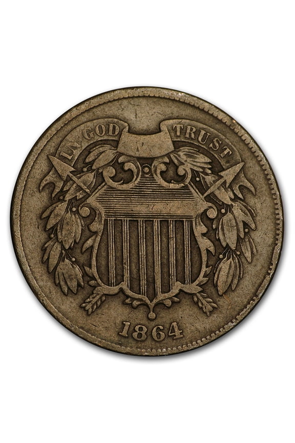 1864 Two Cent Piece Large Motto Fine