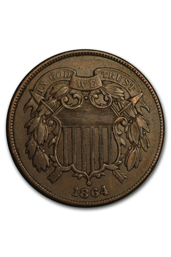 1864 Two Cent Piece Large Motto XF