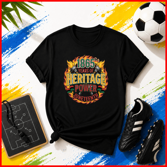 1865 Juneteenth Heritage Power Flames Torch Unisex T-Shirt Y2005, S-5XL