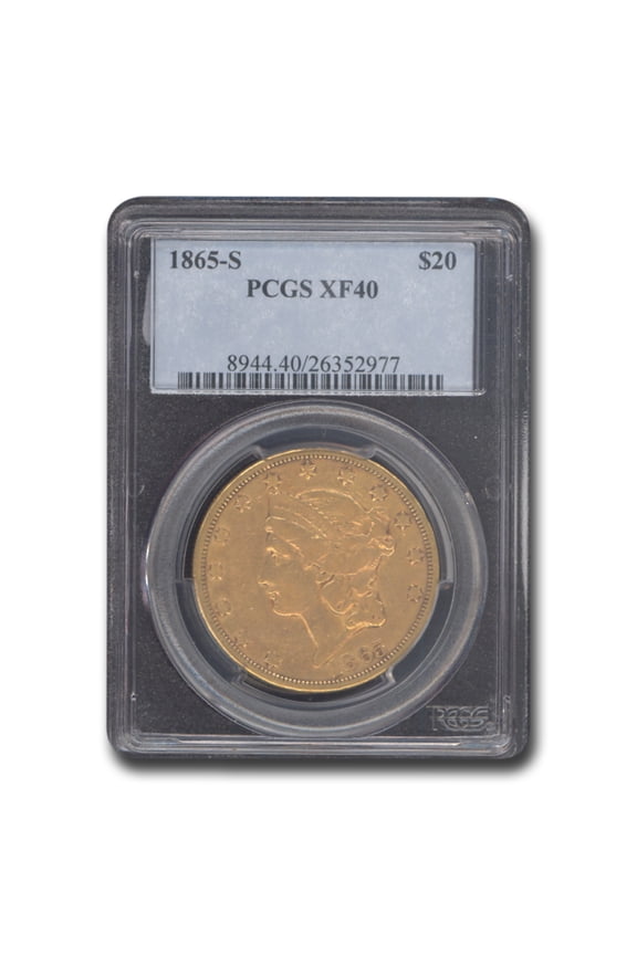 1865-S $20 Liberty Gold Double Eagle XF-40 PCGS