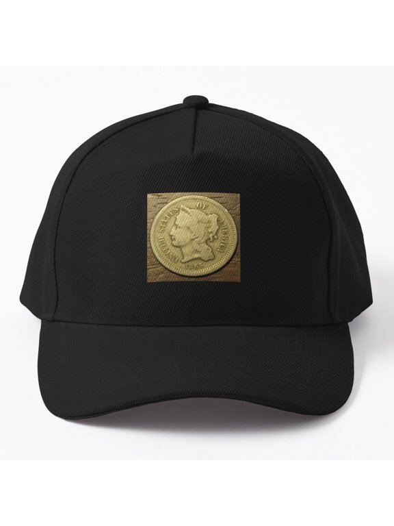 1865 Three Cent Nickel Baseball Cap, Historic American Coin Collecting Design Hat
