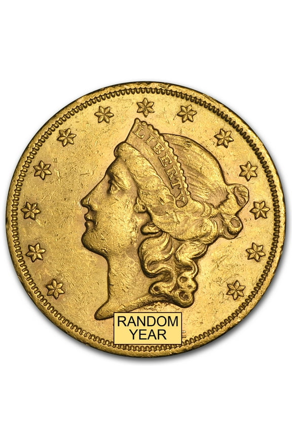 1866-1876 $20 Liberty Gold Double Eagle Type 2 AU