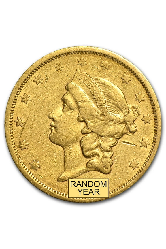 1866-1876 $20 Liberty Gold Double Eagle Type 2 (Cleaned)