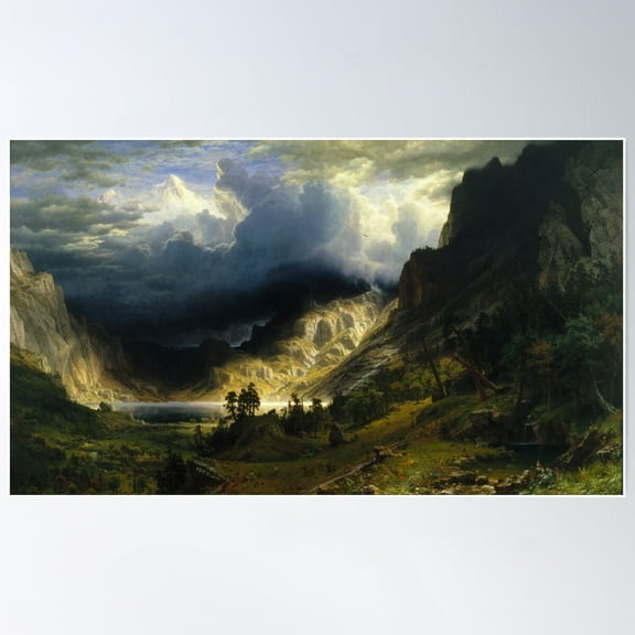 1866 - Albert Bierstadt - A Storm In The Rocky Mountains, Mt. Rosalie Poster Wall Art, Modern Wall Decor For Living Room Bedroom, 16x24 UNFRAMED