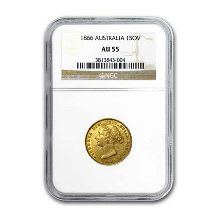 1866 Australia Gold Sovereign Victoria AU-55 NGC