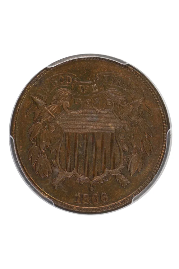 1866 P Two Cent Piece PCGS MS-64 BN CAC