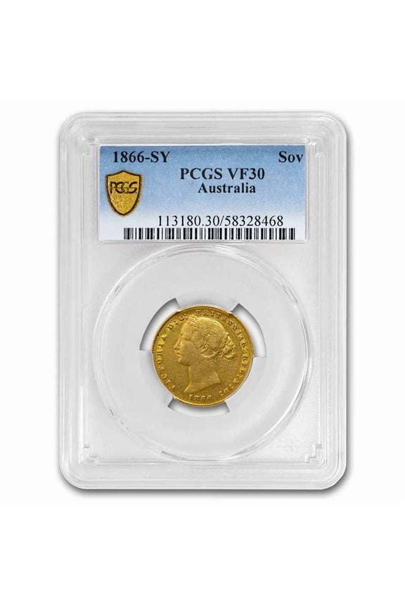 1866-SY Australia Gold Sovereign Victoria VF-30 PCGS